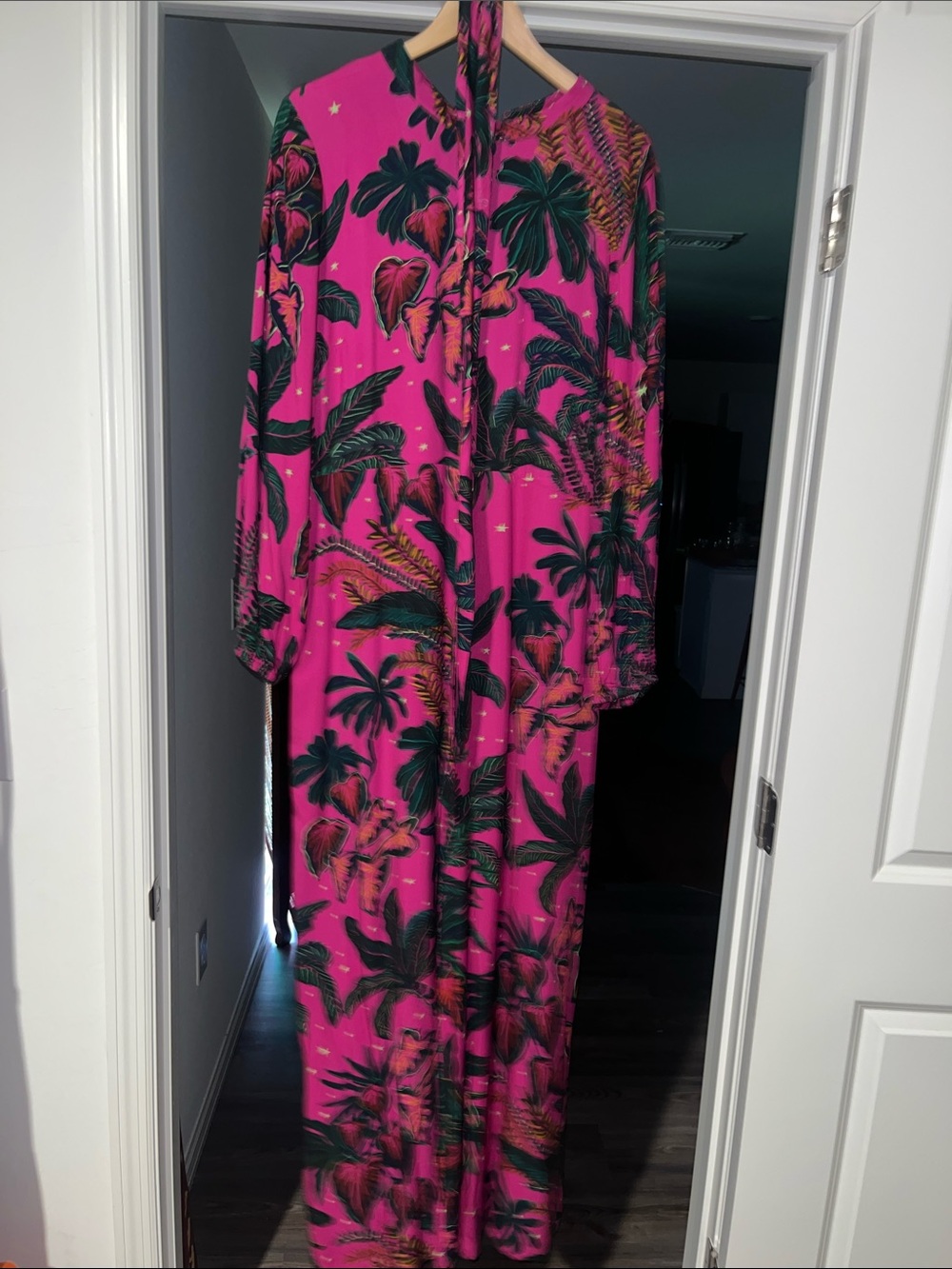 Farm Rio Pink Botanical Print Wide Leg Jumpsuit